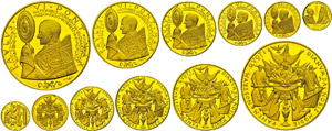 Vatikanstaat  Goldmedaillenset, Paulus VI., ... 