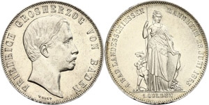 Baden Memorial Gulden, 1863, Frederic I. on ... 