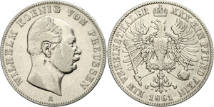 Prussia Thaler, 1861, Wilhelm I., picture ... 