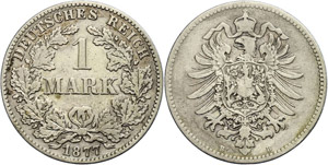 Kleinmünzen 1871-1922 1 Mark, 1877, kleiner ... 