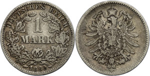Kleinmünzen 1871-1922 1 Mark, 1880, kleiner ... 