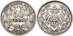 Kleinmünzen 1871-1922 50 Pfennig, 1903 A, ... 
