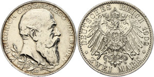 Baden 2 Mark, 1902, Friedrich I. zum ... 