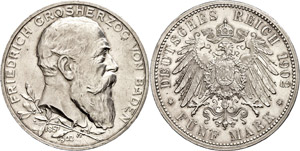 Baden 5 Mark, 1902, Friedrich, Zum ... 