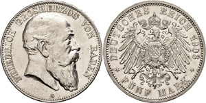 Baden 5 Mark, 1903, Friedrich Großherzog ... 