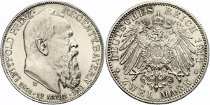 Bayern 2 Mark, 1911, Luitpold, Prinzregent, ... 