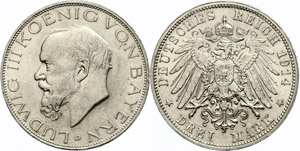 Bayern 3 Mark, 1914, Ludwig III. (1913 - ... 