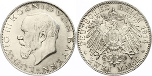 Bavaria 3 Mark, 1914, Ludwig III. ... 
