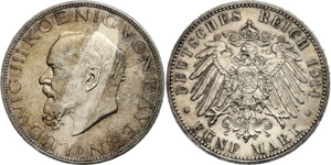 Bayern 5 Mark, 1914, Ludwig III., vz., ... 