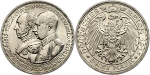 Mecklenburg-Schwerin 3 Mark, 1915, Friedrich ... 
