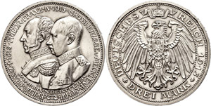 Mecklenburg-Schwerin 3 Mark, 1915, Zur ... 