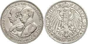 Mecklenburg-Schwerin 5 Mark, 1915, Frederic ... 