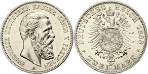Preußen 2 Mark, 1888, Friedrich III., vz., ... 