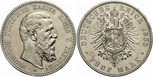 Prussia 5 Mark, 1888, Frederic III. (1888), ... 