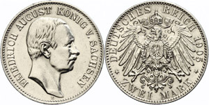 Sachsen 2 Mark, 1905, Friedrich August III. ... 