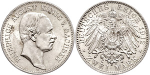 Sachsen 2 Mark, 1912, Friedrich August III., ... 