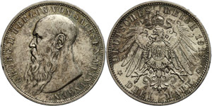 Sachsen-Meiningen 3 Mark, 1908, Georg II., ... 