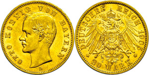 Bavaria 20 Mark, 1905, Otto, very fine., ... 