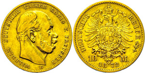 Preußen 10 Mark, 1872, A, Wilhelm I., ... 