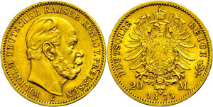 Preußen 20 Mark, 1873, C, Wilhelm I., wz. ... 