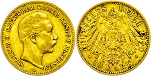 Prussia 10 Mark, 1890, Wilhelm II., very ... 