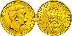 Preußen 20 Mark, 1911, Wilhelm II., kl. ... 