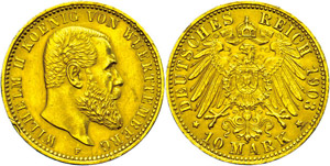 Württemberg 10 Mark, 1903, Wilhelm II., ... 