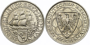 Coins Weimar Republic 3 Reichmark, 1927 A, a ... 