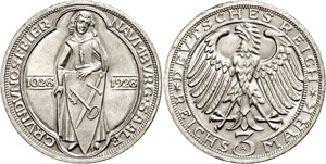 Münzen Weimar 3 Reichsmark, 1928 A, 900 ... 