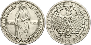Coins Weimar Republic 3 Reichmark, 1928, 900 ... 