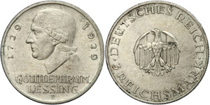 Münzen Weimar 3 Reichsmark, 1929, Gotthold ... 