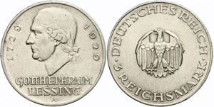 Münzen Weimar 3 Reichsmark, 1929, Zum 200. ... 