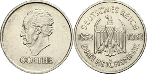 Coins Weimar Republic 3 Reichmark, 1932 A, ... 