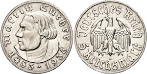Münzen Drittes Reich 5 Reichsmark, 1933 A, ... 