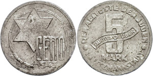 Coins German Areas Hood Lodz, 5 Mark, 1943, ... 