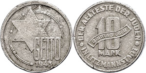 Coins German Areas Hood Lodz, 10 Mark, 1943, ... 