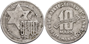 Coins German Areas Hood Lodz, 10 Mark, 1943, ... 