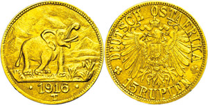 Coins German Colonies DOA, 15 Rupee, Gold, ... 