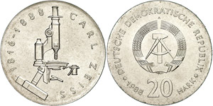 Münzen DDR 20 Mark, 1988, Zeiss, f. st., ... 