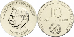 Münzen DDR 10 Mark, 1975 A, Probe, Zum 100. ... 