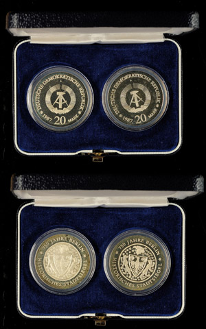 GDR Coin set, 2 x 20 Mark, 1987 A, 750 years ... 