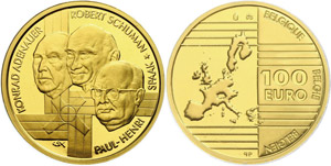 Belgium 100 Euro, Gold, 2002, 50 years ... 