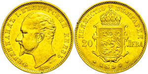 Bulgaria 20 Leva, 1894 K-B, 900er Gold, 6, ... 