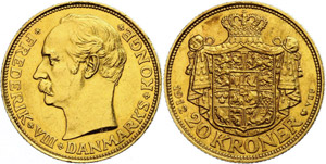 Dänemark 20 Kronen, Gold, 1912, Frederik ... 