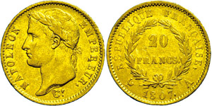 France 20 Franc, Gold, 1807, Napoleon, ... 
