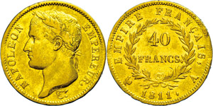 Frankreich 40 Francs, Gold, 1811, Napoleon, ... 