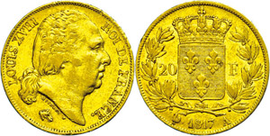 Frankreich 20 Francs, Gold, 1817, Ludwig ... 