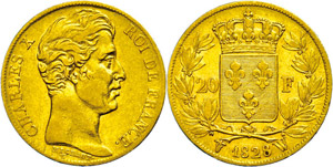 France 20 Franc, Gold, 1828, Karl X., Lille, ... 