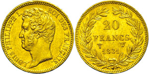 France 20 Franc, Gold, 1831, louis Philippe ... 