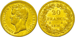 Frankreich 20 Francs, Gold, 1831, Louis ... 